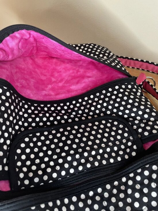 Stitchpaint Quilted Polka Dot Backpack Black White Pink Handmade Fabric Bag main image 7